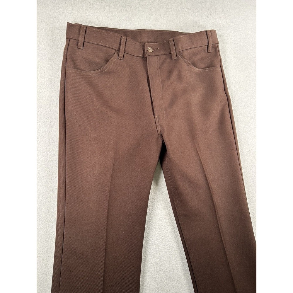 VTG Levi's Gold Tab Brown Polyester Flare Pants Mens Disco 70s USA VTG 38x31 - Picture 2 of 9